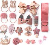 Kinder Elastiekjes Set - Oudroze | 18 stuks | Haar Clipjes / Haar accessoires | Fashion Favorite