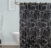 Sandesen® Douchegordijn - 120x180cm - Incl. Ringen - Cirkelvormig Patroon - Zwart/Wit