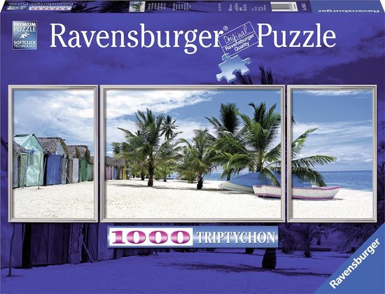 Foto: Ravensburger puzzel eiland saona cara ben legpuzzel 1000 stukjes triptychon