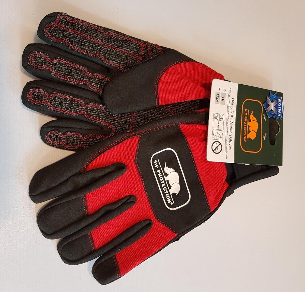 SIP Protection Heavy Duty werkhandschoen 2XD1 rood/zwart - Maat: 12