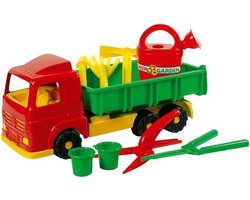 Androni Giocattoli kiepauto speelgoed met tuingereedschap voor kinderen.