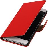 Rood Effen booktype wallet cover hoesje voor Huawei Ascend G730