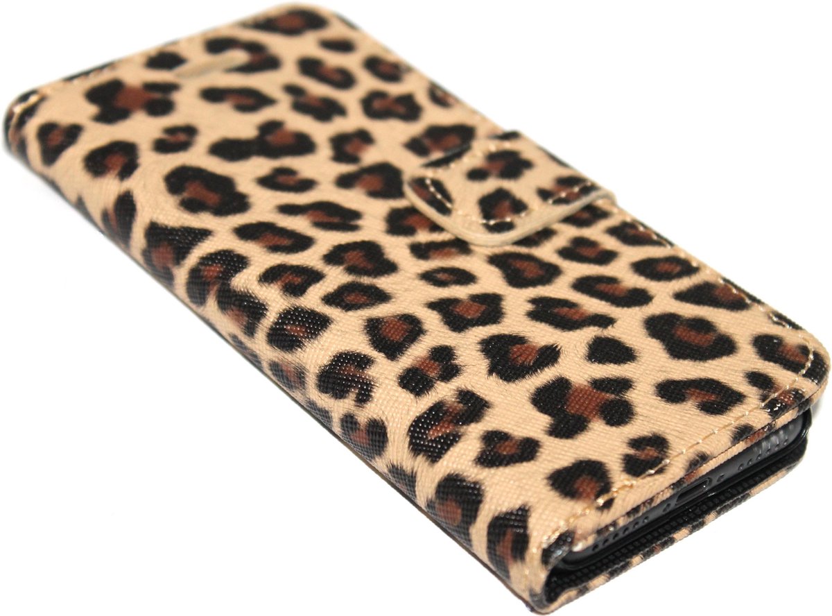 Luipaard hoesje bruin kunstleer Geschikt voor iPhone SE (2022/ 2020)/ 8/ 7