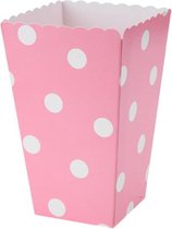 12 stuks popcornbakjes roze met witte stippen