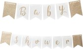 Babyshower luxe slinger - blauw-goud glitters - 3,5 meter