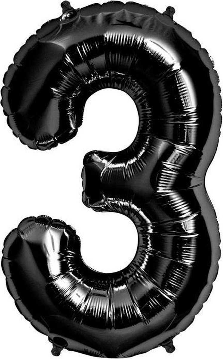 XL Folieballon 3 (90cm) Zwart