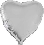 Folie ballon hart zilver 52 cm - Hartjes ballonnen