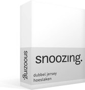 Snoozing - Dubbel Jersey - Hoeslaken - Lits-jumeaux - 200x200/220 cm - Wit