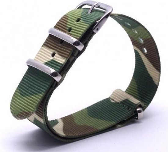 Premium Green Camo Nato strap 20mm - Horlogeband Groen Camouflage