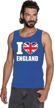 Blauw I love Groot-Brittannie fan singlet shirt/ tanktop heren L