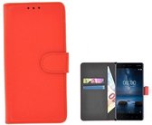 Rood effen Wallet Bookcase Nokia 8 Hoesje