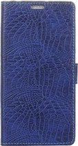 Shop4 - Alcatel A5 Hoesje - Wallet Case Krokodillen Donker Blauw