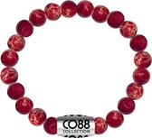 CO88 Collection 8CB-17015 - Armband met bead - Sediment natuursteen 6 mm - one-size - rood