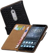 Snake Bookstyle Wallet Case Hoesjes voor Nokia 5 Zwart