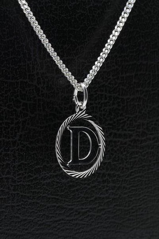 Zilveren Letter D ketting hanger - rond | bol.com