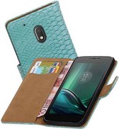 Snake Bookstyle Wallet Case Hoesjes voor Moto G4 Play Turquoise