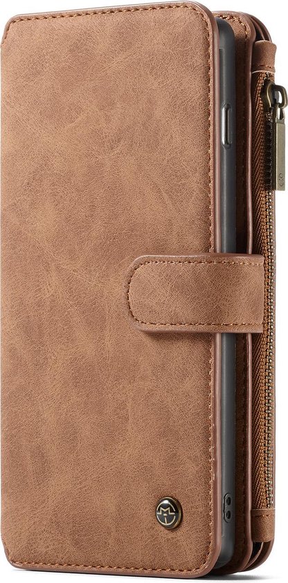 Iedereen Snel woensdag Leren portemonnee hoesje met uitneembare telefoon case bruin geschikt voor  Samsung... | bol.com