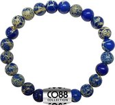 CO88 Collection 8CB-17013 - Armband met bead - Sediment natuursteen 6 mm - one-size - blauw / geel