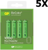 GP AAA 1000mAh Oplaadbare Batterij - 5 Blisters (20 batterijen)