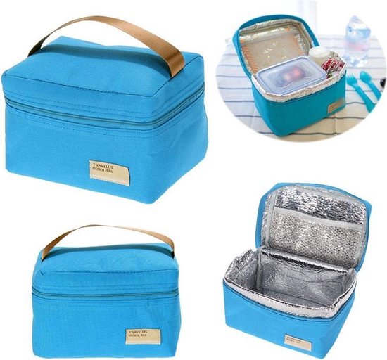 Onze onderneming Reizende handelaar Wegversperring Thermo Lunchtas Koeltas - Blauw Picknick Tas Koeltasje Lunch Bag -  Lunchtasje Lunchbox | bol.com