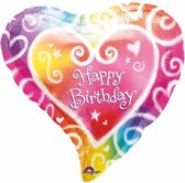 Helium Ballon Happy Birthday Hart 43cm leeg
