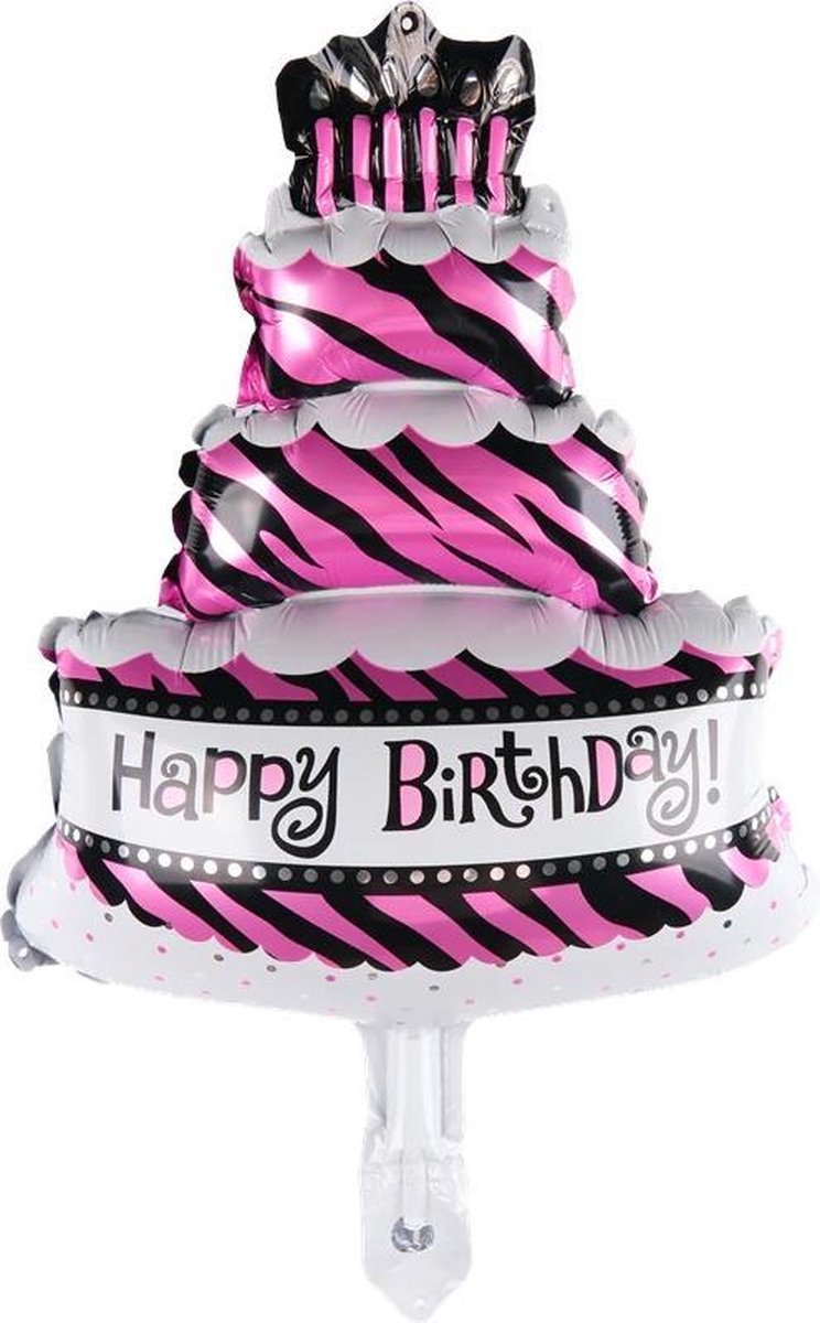 Folie helium ballon Taart Happy Birthday 90cm (Zelf vullen)