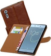 Zakelijke Book Case Telefoonhoesje Geschikt voor de Sony Xperia XZs - Portemonnee Hoesje - Pasjeshouder Wallet Case - Mocca