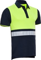 Santino Hivis poloshirt Hamburg - navy / fluor geel - maat XL