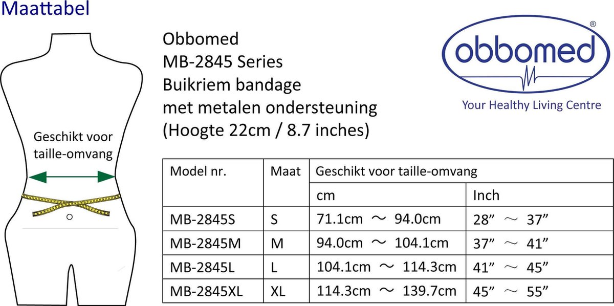 Goedkoopste OBBOmed -Lendensteun Bandage riem - Orthopedische Brace met metalen versteviging - maat XL - MB 2845NXL