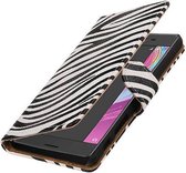 Zebra Bookstyle Wallet Case Hoesjes voor Sony Xperia X Performance Wit