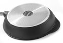 Fond d'une poêle à induction noire avec un motif circulaire et le logo HENDI INDUCTION RANGE.