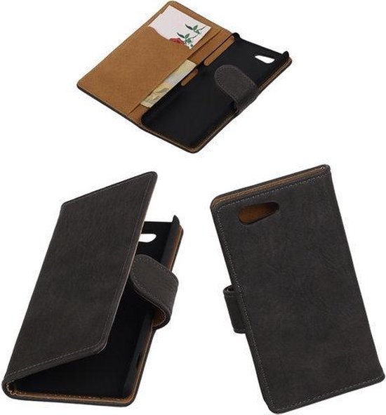 Etui Portefeuille Sony Xperia Z4 Compact Bark Wood Bookstyle Grijs - Housse Etui