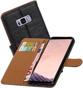 Zakelijke Book Case Telefoonhoesje Geschikt voor de Samsung Galaxy S8 Plus - Portemonnee Hoesje - Pasjeshouder Wallet Case - Zwart