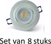 7W GU10 inbouwspot | Zilver rond | Set van 8 stuks