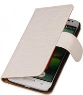 Samsung Galaxy Note 2 N7100  Book Case Croco Wit Hoesje