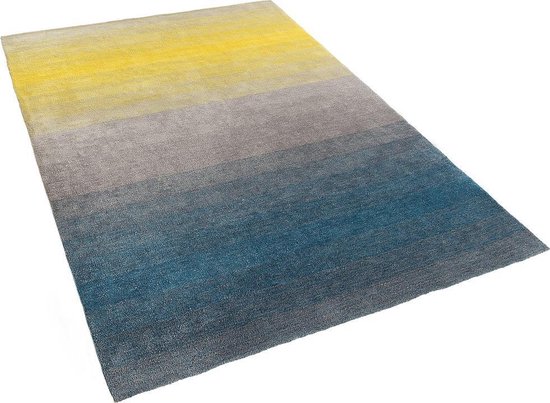 vallei groef De Tapijt grijs-blauw-geel, 200x300 cm, shaggy, polyester, DINAR | bol.com