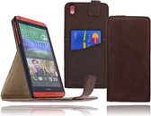 Devills HTC Desire 816 Lederen Flip Case Cover Hoesje Dark Bruin