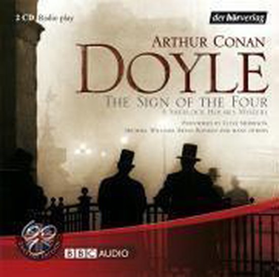 Boekhoes: Arthur Conan Doyle, The Sign of the Four. Twee silhouetten van mannen met hoge hoeden.