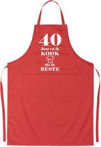 Mijncadeautje - Luxe schort - 40 jaar - en ik kook als de beste - rood