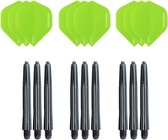 3 sets (9 stuks) Super Sterke Groene Poly XS100 - flights - en 3 sets (9 stuks)  zwarte - shafts