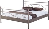 Bed Box Wonen - Metalen bed Maria - 140x200 - Graphit bruin