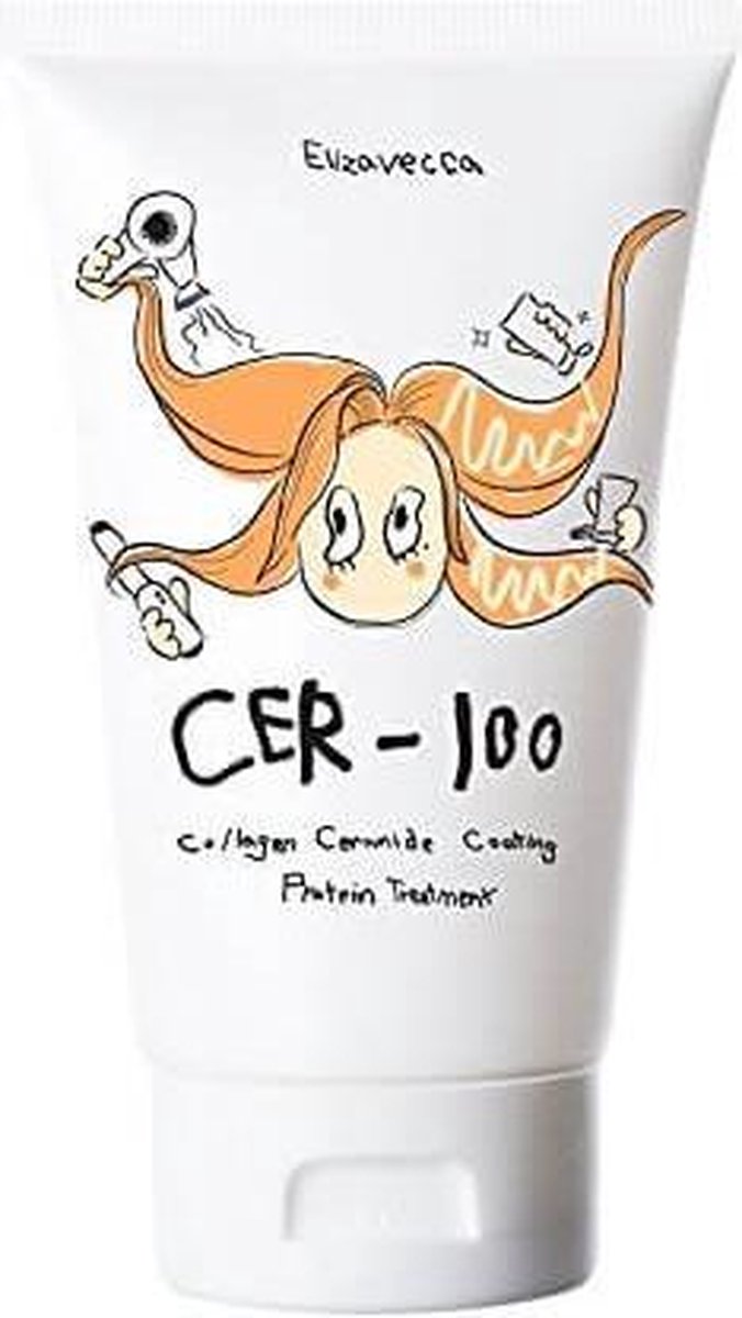 Elizavecca - 100ml Large - CER-100 Collagen Ceramide Coating Hair Conditioner - Perplex Shine Protein Treatment - Collageen Hair Mask - Repair - Haarmasker - Gespleten Punten - Anti Frizz - Haarbeschadiging, Dof & Pluizig - Korean Beauty - Glanzend