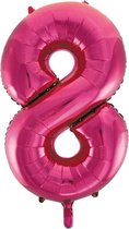 Cijfer 8 folie ballon roze van 92 cm