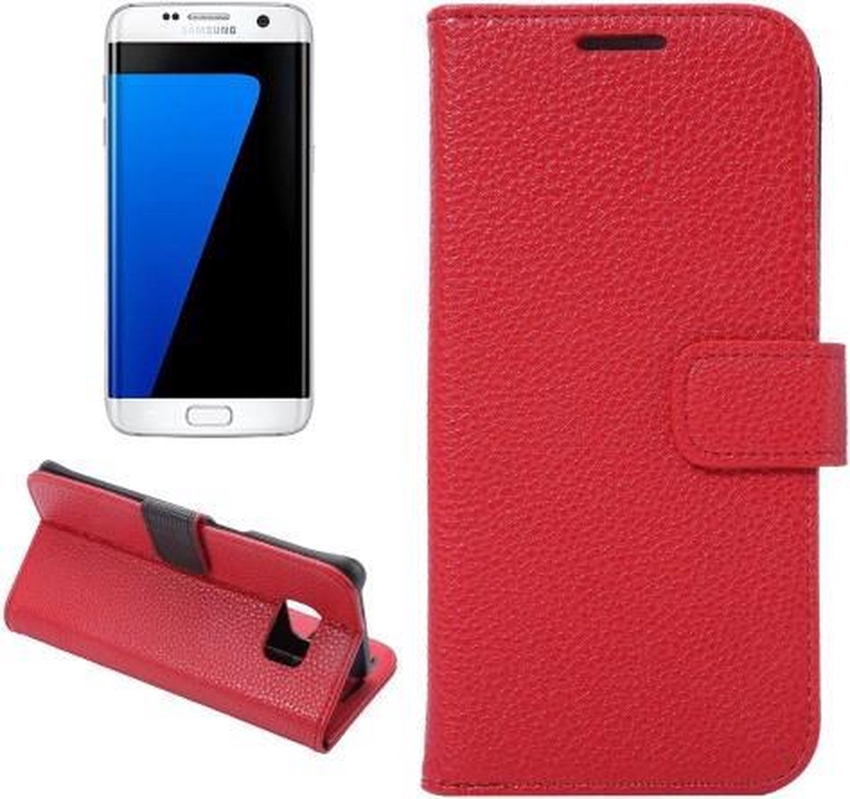Lychee Grain Wallet case hoesje Geschikt voor: Samsung Galaxy S7 edge rood