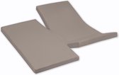 Damai - Hoeslaken dubbele split (tot 35 cm) - Katoen - 140 x 200 cm - Taupe