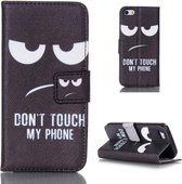 iCarer Dont touch my phone print wallet case hoesje geschikt voor iPhone 5 5S SE