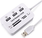 USB 2.0 Kaarlezer en 3-Poorts USB Hub - Wit