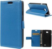 Litchi Cover wallet case hoesje LG K4 blauw