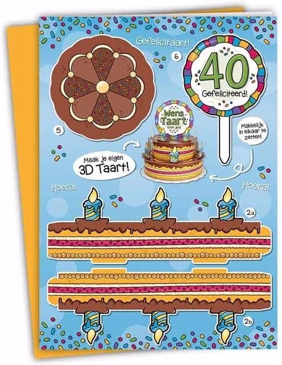 Ongekend bol.com | XXL 3D taart kaart 40 jaar - verjaardagskaart VI-28