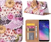 Xssive Hoesje voor Samsung Galaxy A6 Plus 2018 A605 - Book Case - Margrietjes